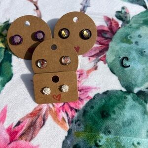 Set of Colorful Handmade Stud Earrings